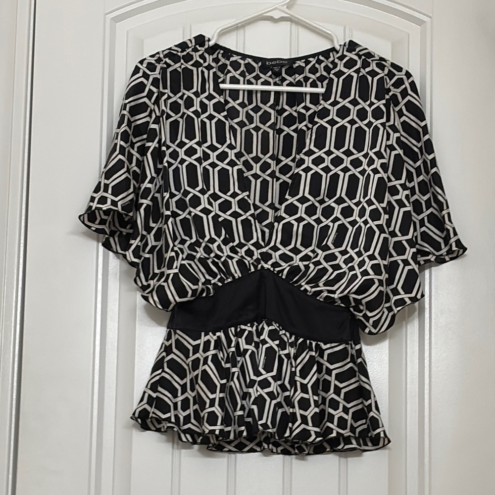 Black and White Geometric Women's Top from Bebe brand